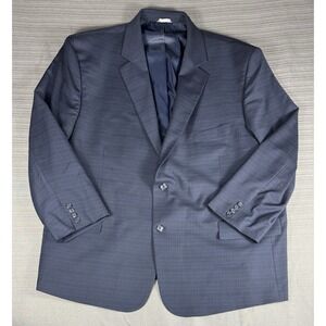 Oak Hill Blazer Men's 58R Blue Suit Jacket Sport Coat Perfect Fit Poly Blend